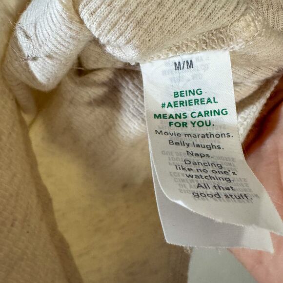 Aerie Ribbed T-Shirt Bodysuit | Split V-Neck Cutout & Neutral Beige Heather | M - Picture 5 of 7